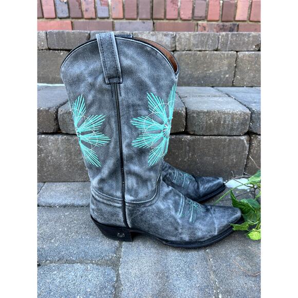 Eight Second Angel Cheyenne aged gray leather cowboy western boots size 9.5 - Picture 2 of 9